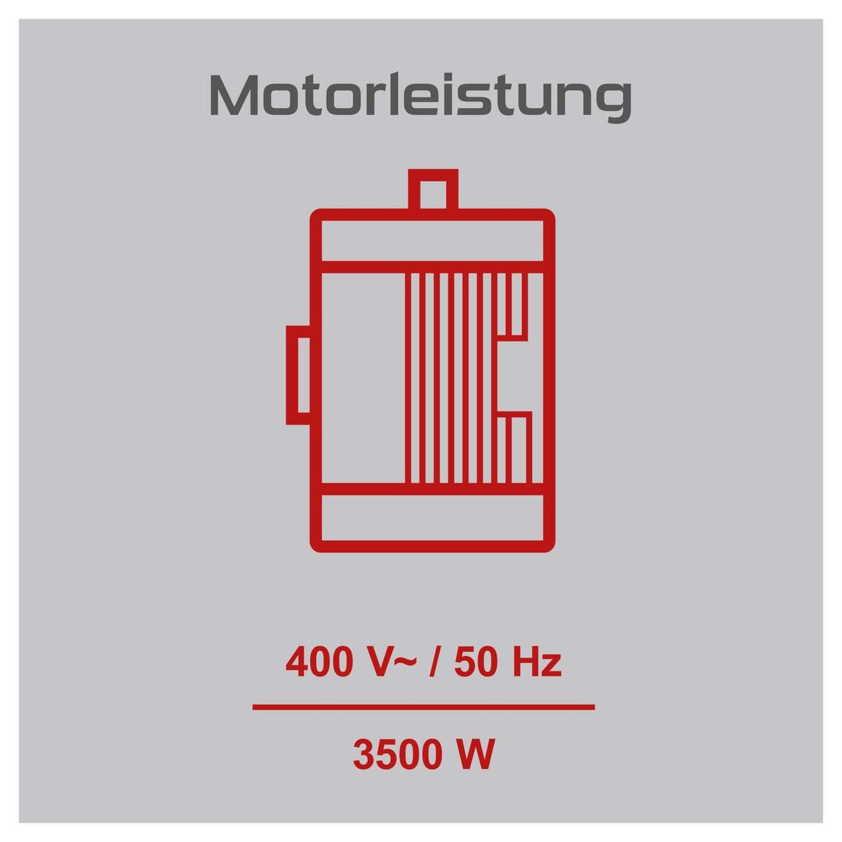 Holzspalter mit 400 V, 50 Hz und 3500 W Leistung.