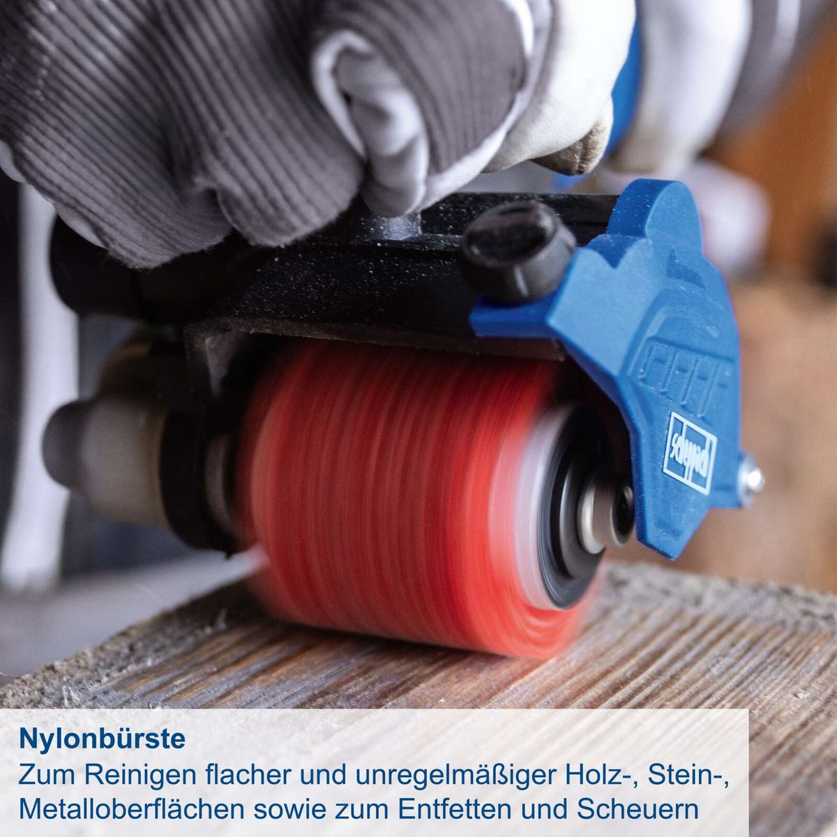 Nylonbürste für Reinigung von flachen und unregelmäßigen Oberflächen aus Holz, Stein und Metall