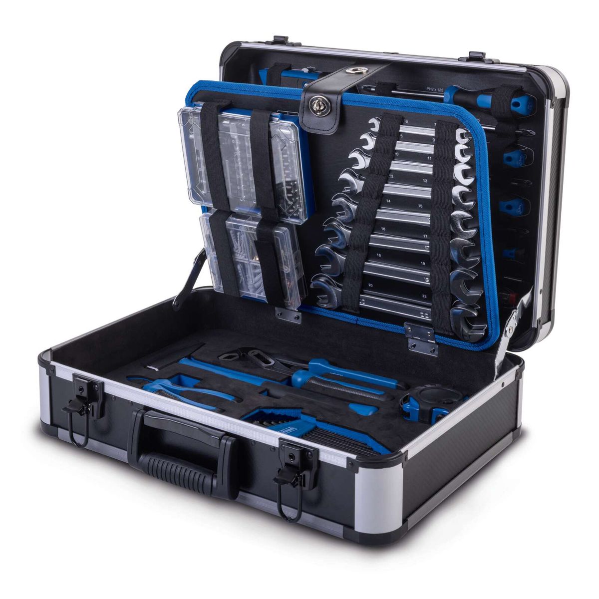 Werkzeugkoffer TB225 von Scheppach mit Schraubenschlüssel, Werkzeugset und Organisationssystem für 235 Teile