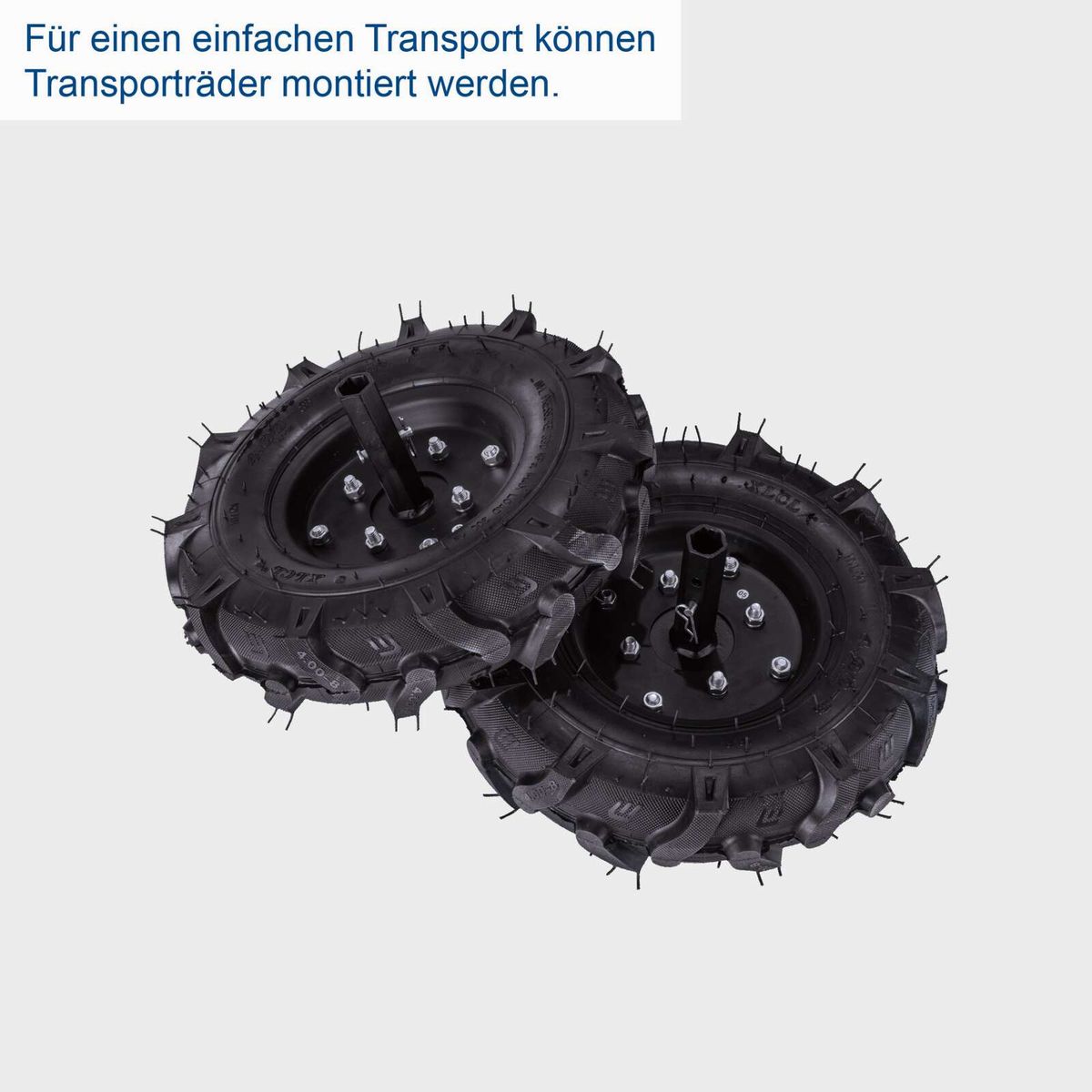 Transporträder für die Scheppach-Motorbürste MTP750 mit Messeraufhängung