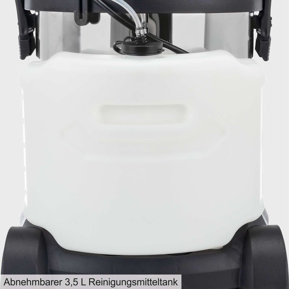 Der Scheppach CUC20-BE Sprüh- und Waschsauger verfügt über einen abnehmbaren 3,5-Liter-Reinigungsmitteltank für einfache Reinigung und Wartung.