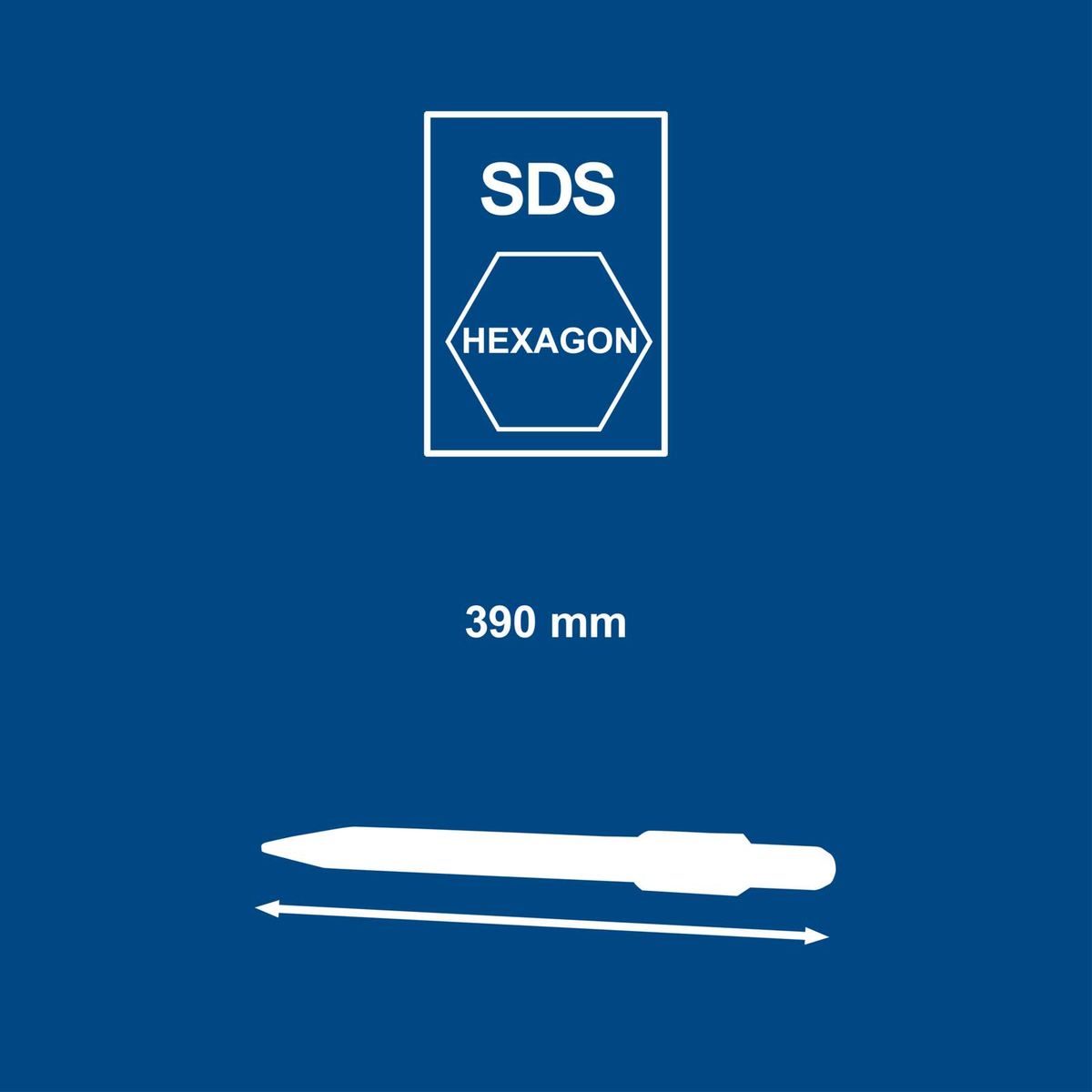 Hexagonale SDS-Schneidspindel mit 390 mm Länge