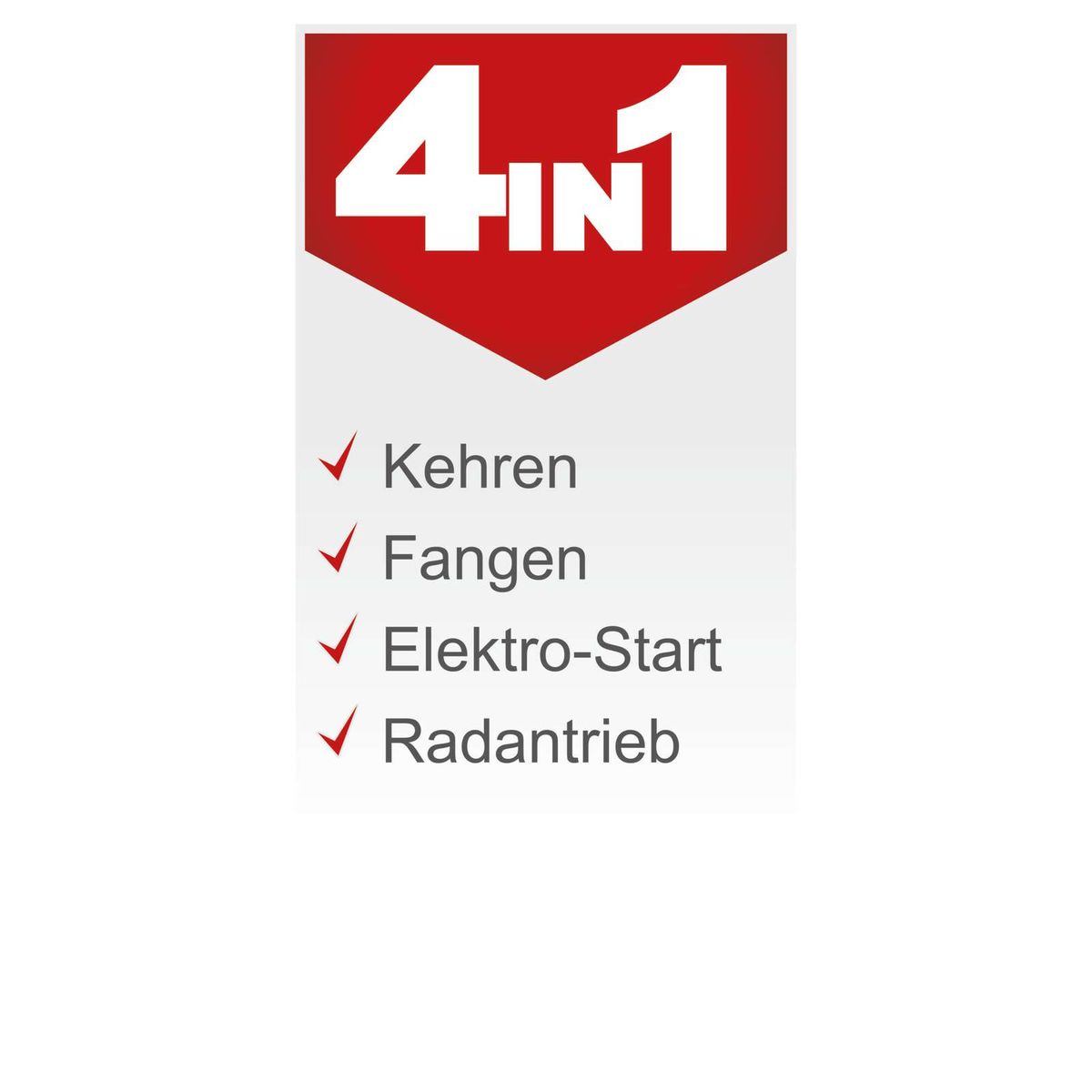 Die Benzin Kehrmaschine SC2200PE von Scheppach bietet folgende Merkmale: Kehren, Fangen, Elektro-Start und Radantrieb.