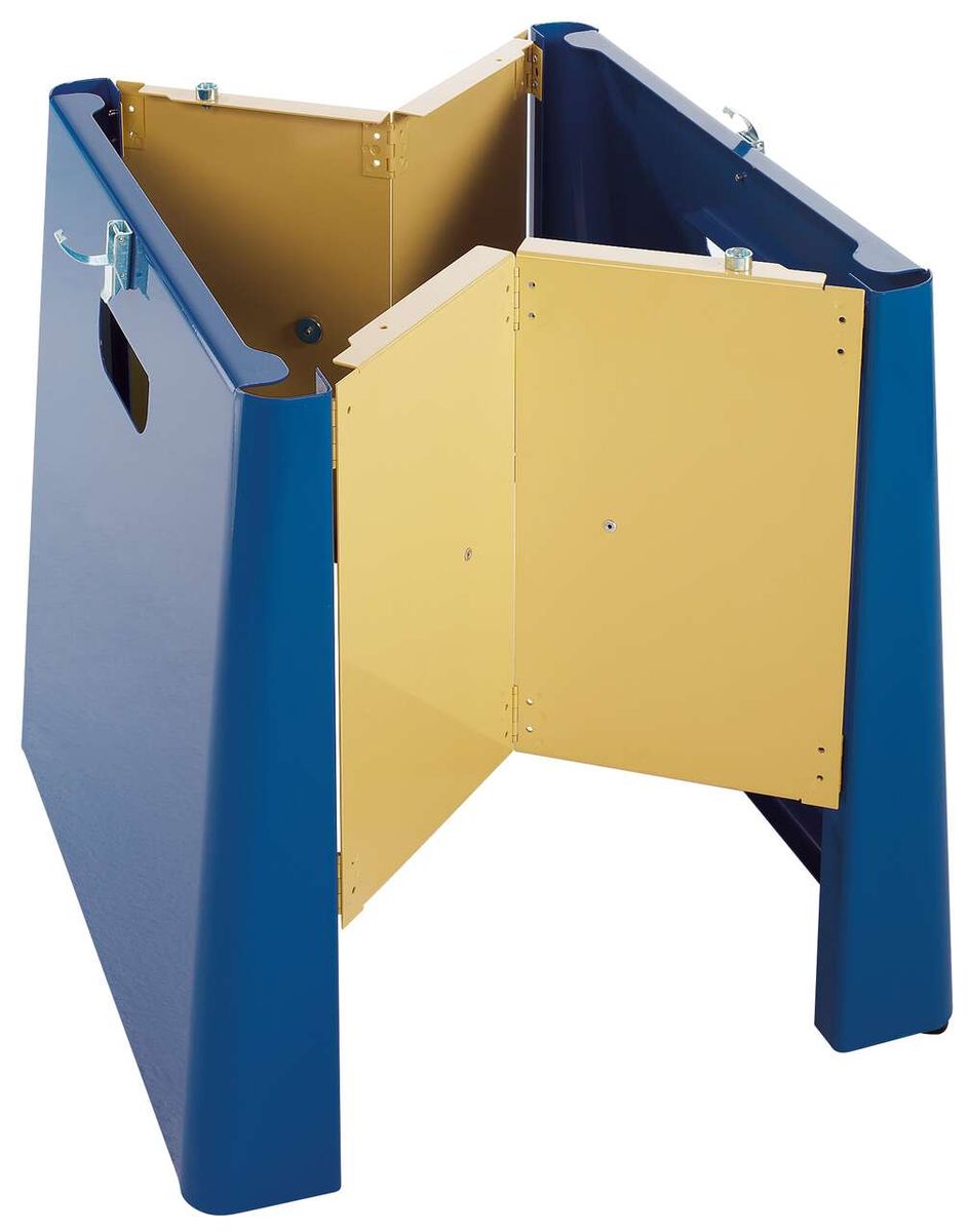 Untergestell für Tischkreissäge ts 2010, Ansicht von vorne. Metallkonstruktion mit goldfarbenen und blauen Elementen. Stabiler Standfuß mit Befestigungspunkten.
