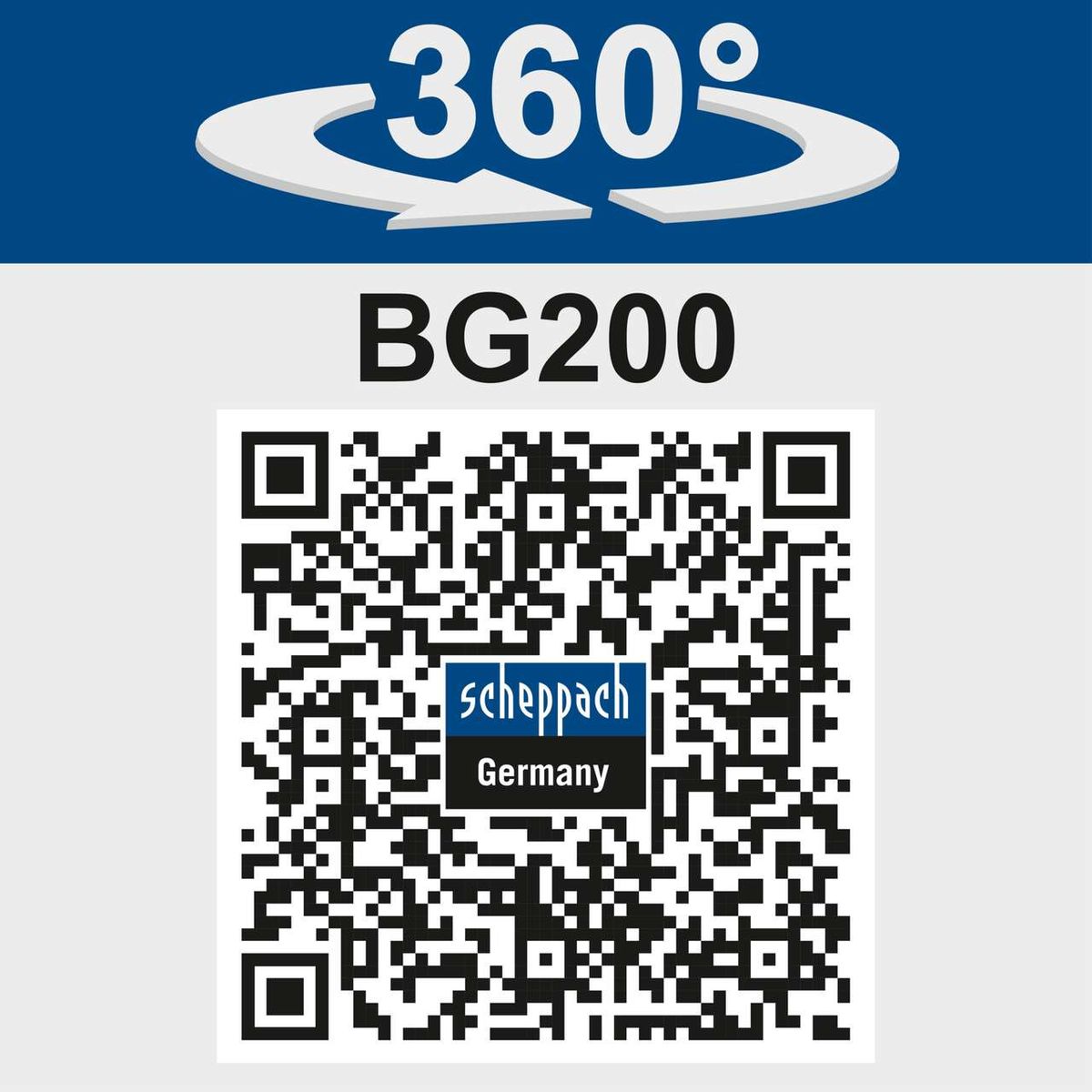 Der Doppelschleifer BG200 von Scheppach bietet einen 360°-Schleifbereich für flexible Anwendungen. Weitere Details finden Sie unter dem QR-Code.