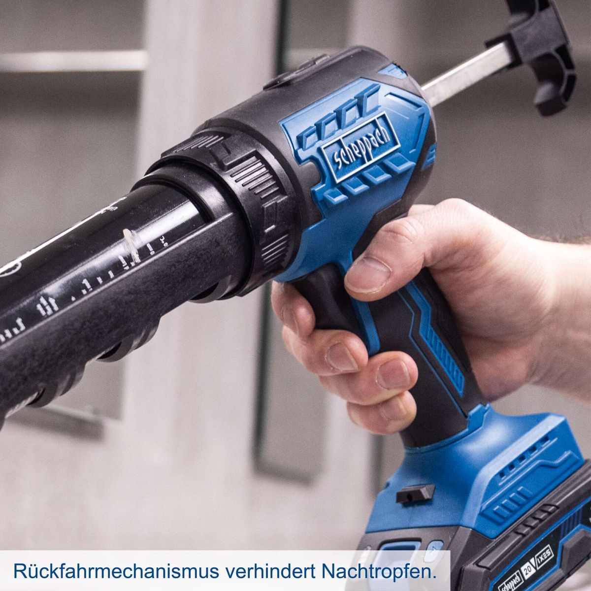 Rücklaufmechanismus verhindert Nachtropfen bei Akku-Kartuschenpistole