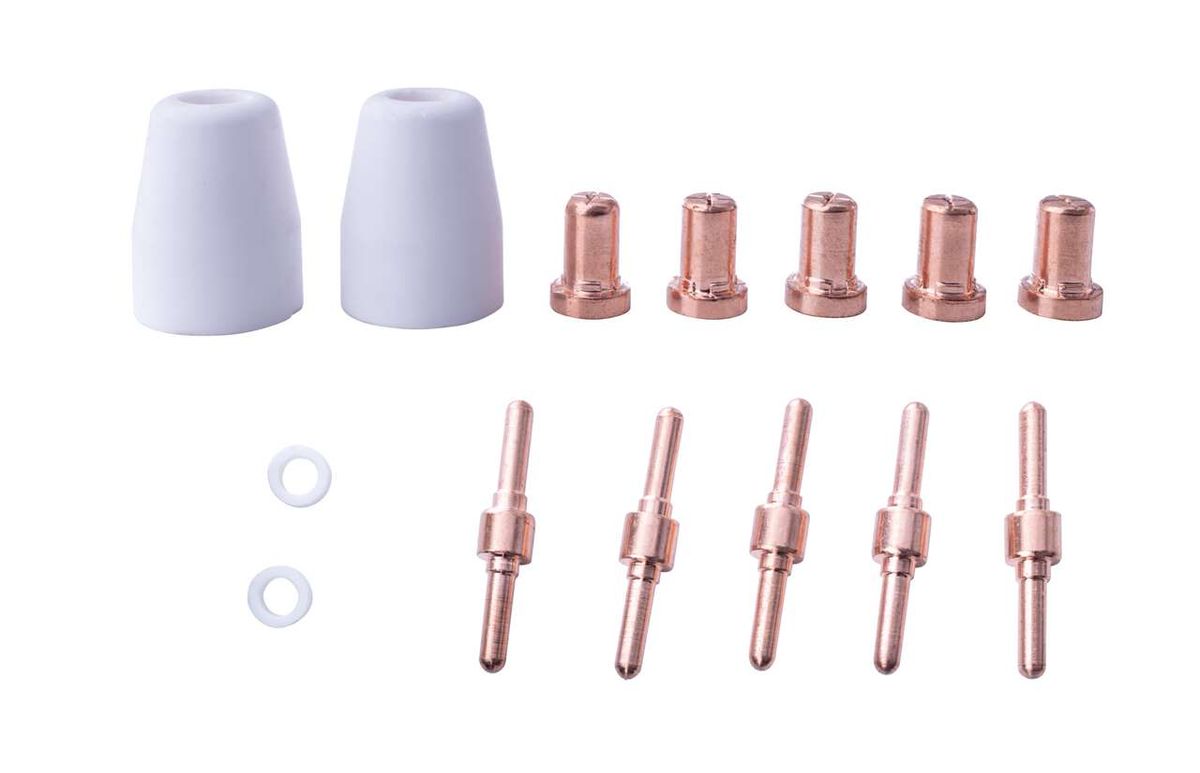 Zubehör-Set PLC40 Scheppach (DIY) mit verschiedenen Aufsätzen und Stiften. Gezeigt von oben.