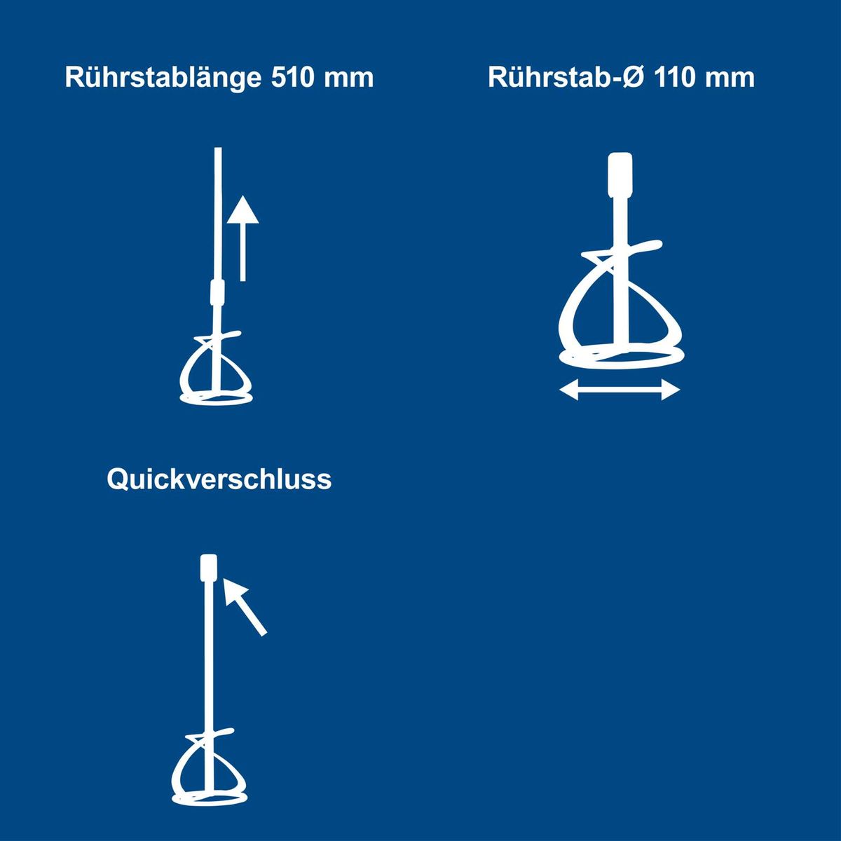 Scheppach-Rührstab mit 510 mm Länge und 110 mm Durchmesser, inkl. Quickverschlussmechanismus