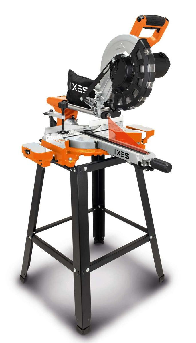 Scheppach Kappzugsäge mit Untergestell und Lasermarkierung, Standfuß und Arbeitsplatte