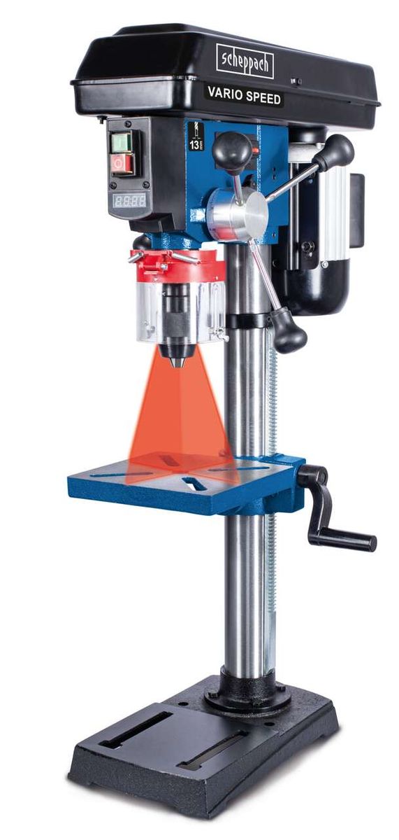 Tischbohrmaschine DP19Vario von Scheppach, seitliche Ansicht.