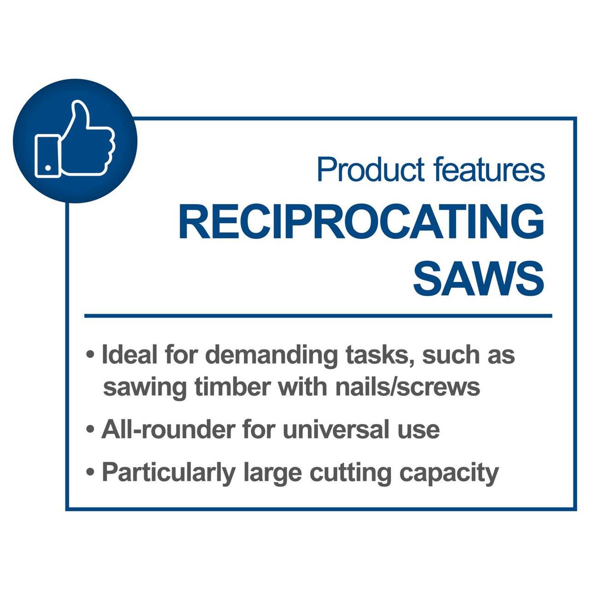 Product features of the Cordless Reciprocating Saw C-RS100-X scheppach: Ideal for demanding tasks such as cutting timber with nails/screws, All-rounder for universal use, Particularly large cutting capacity.