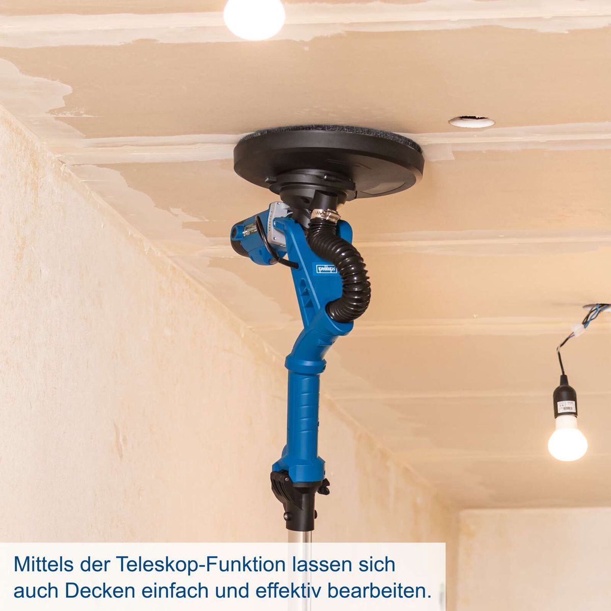 Wand- und Deckenschleifer mit Teleskopfunktion für präzise Arbeitsergebnisse
