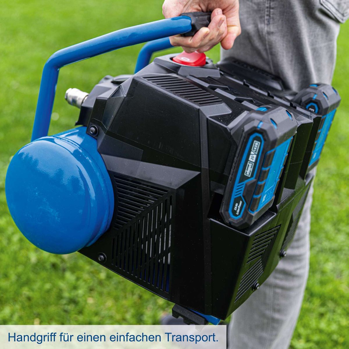 Ergonomischer Griff für einfachen Transport eines Scheppach-Geräts