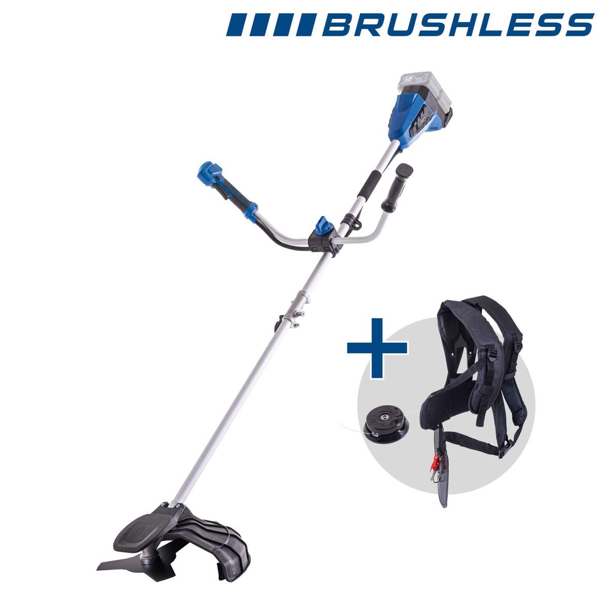 Akku-Freischneider mit Schultergurt und ergonomischer Halterung für präzise Bedienung