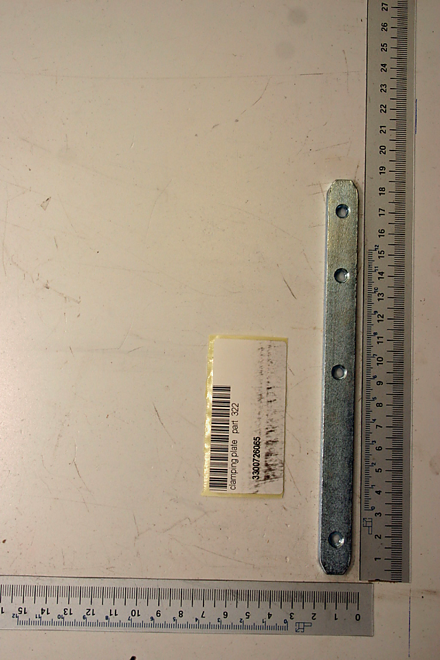 Klemmblech (Teil 322) mit Beschriftung und Barcode, Teil eines Sets für Scheppach-Produkte