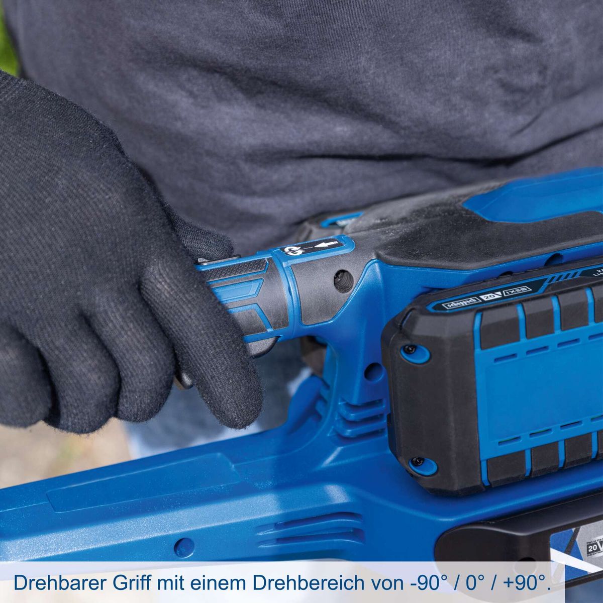 Ergonomischer Griff mit drehbarer Funktion von -90° bis +90° für besseren Halt und Komfort beim Arbeiten