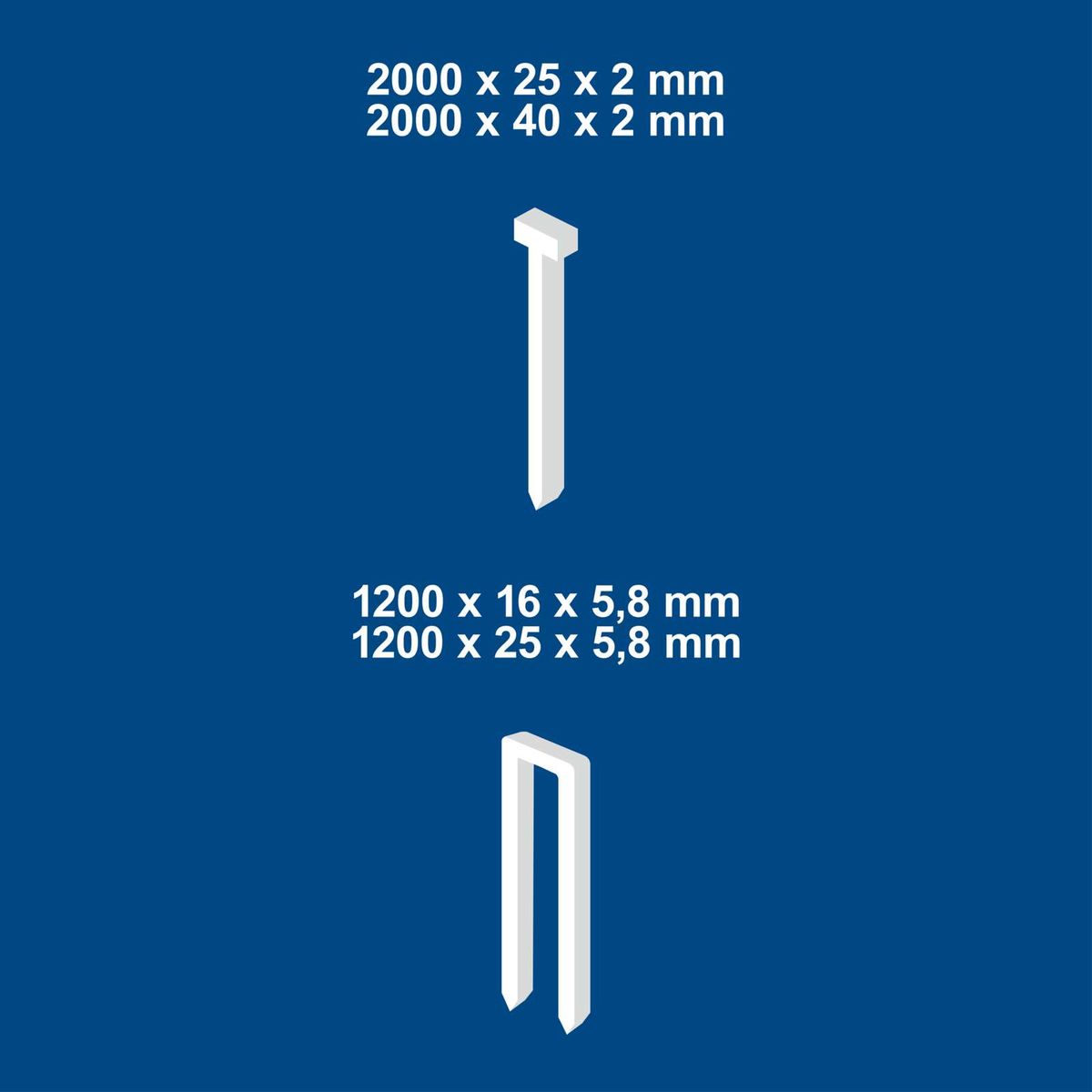 Technische Daten: Scheppach-Schnellspanner mit Abmessungen 2000 x 25/40 x 2 mm und 1200 x 16/25 x 5,8 mm