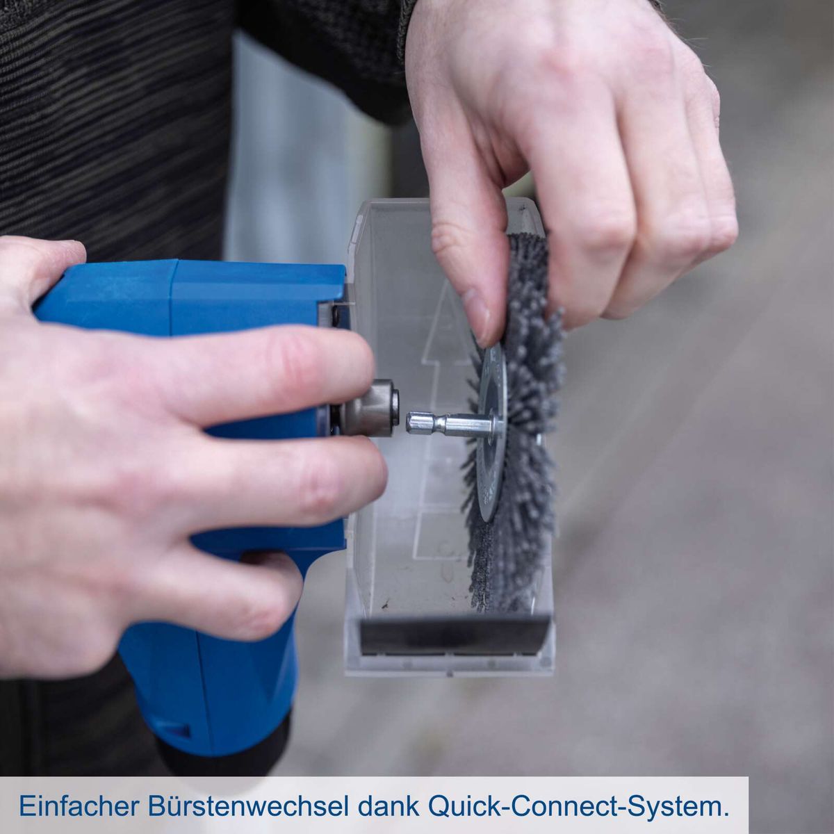 Einfache Bürstenwechsel mit Quick-Connect-System für Scheppach-Unkrautfugenbürste