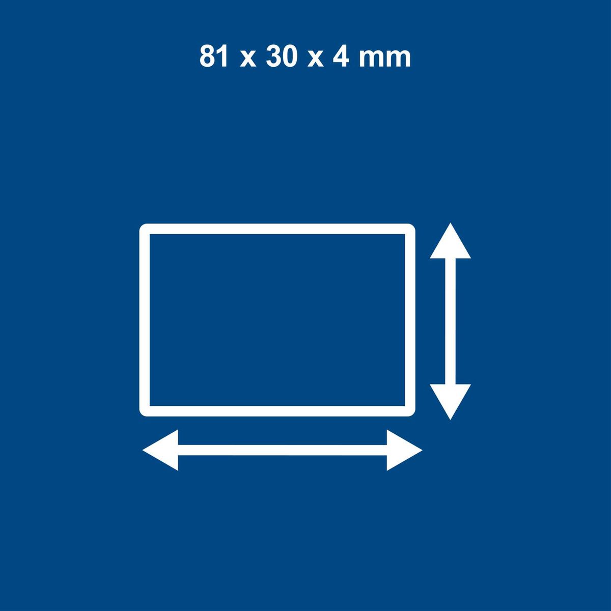 Technische Maße eines Produkts: 81 x 30 x 4 Millimeter