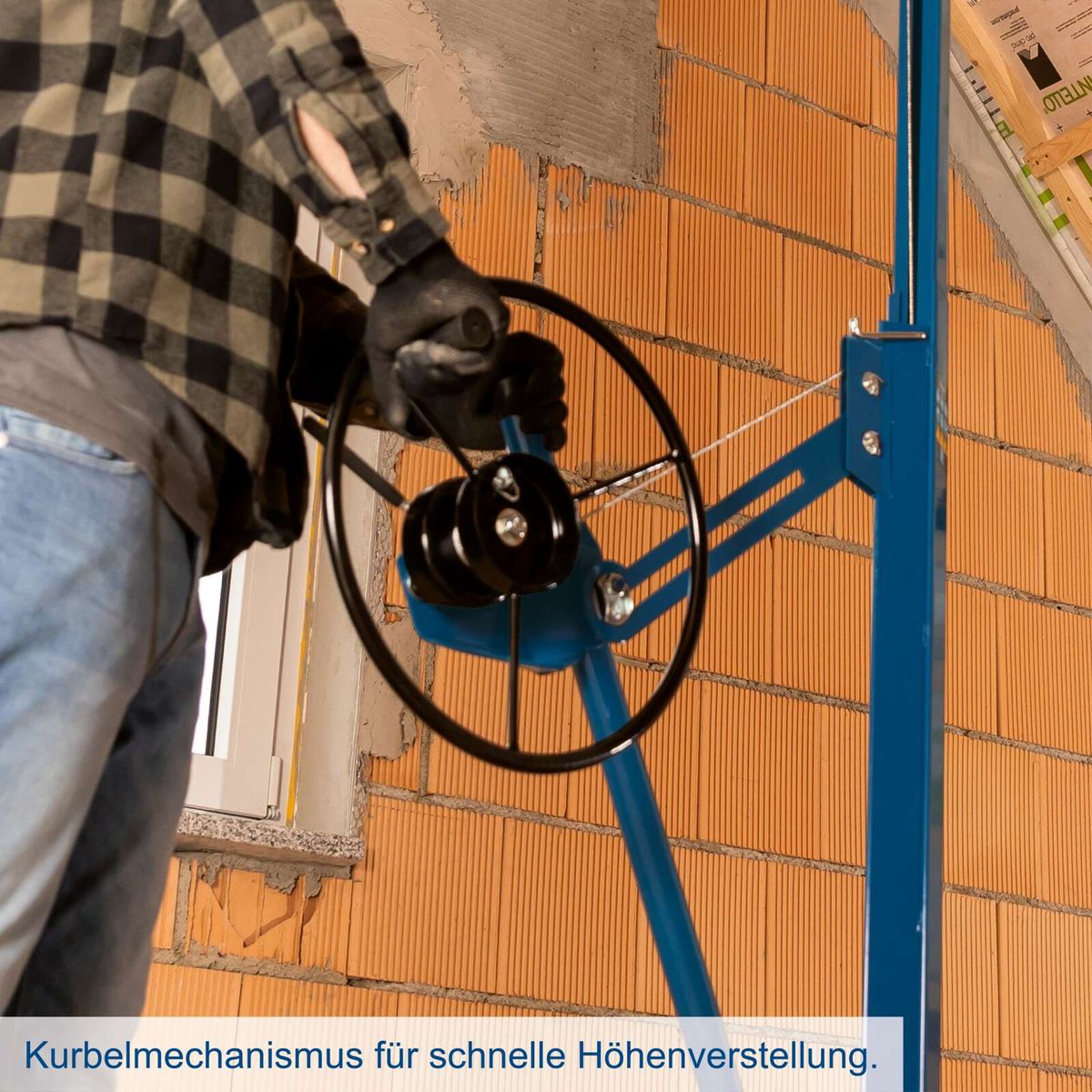 Kurbelmechanismus für schnelle Höhenverstellung eines Trockenbaulifts