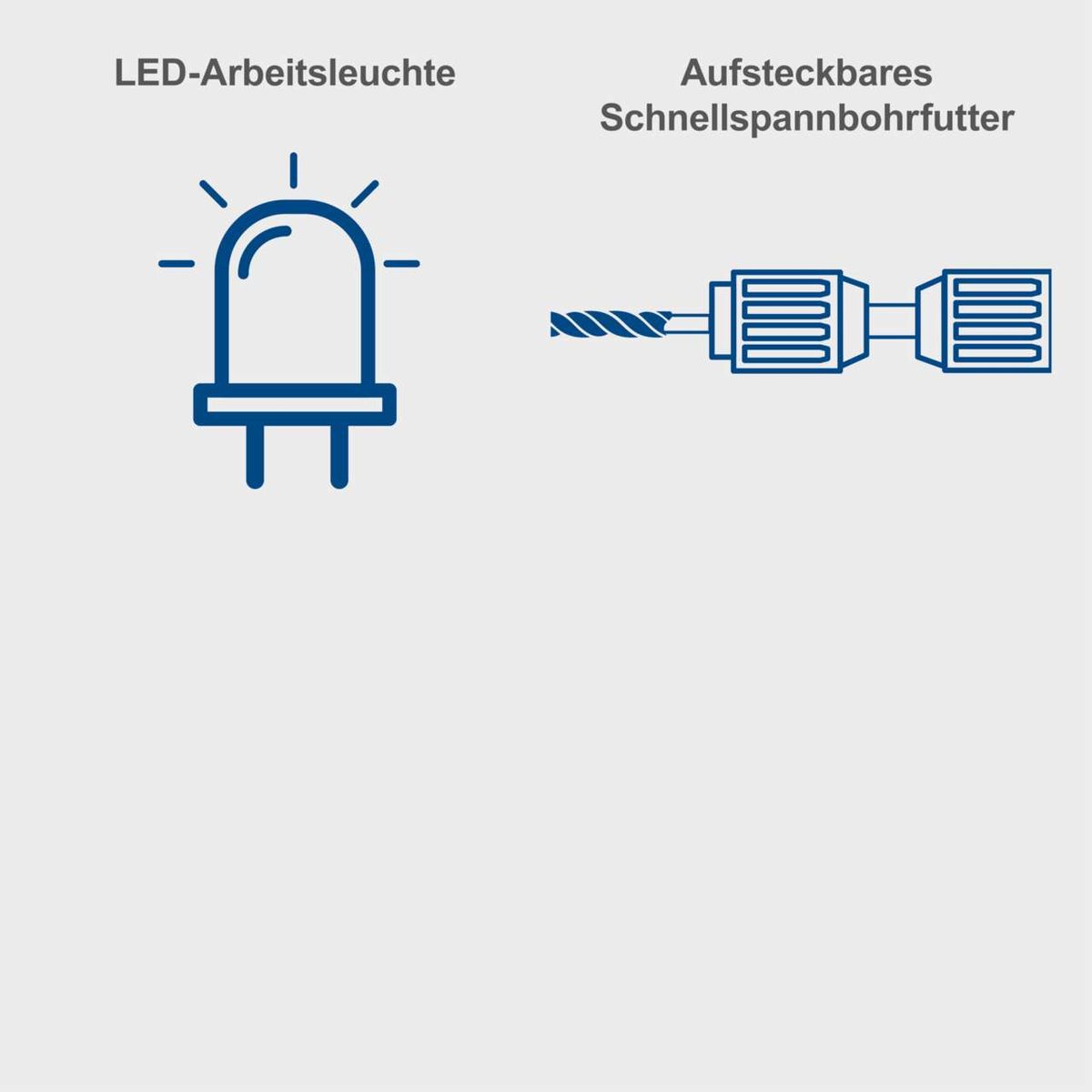 LED-Arbeitsleuchte und Schnellspannbohrfutter für Akku-Bohrhammer C-RHD130-X