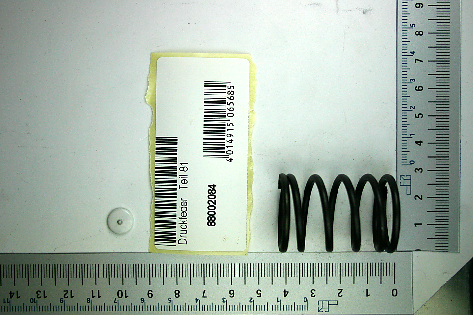 Scheppach-Druckfeder (Teil 81) mit Beschriftung und Barcode