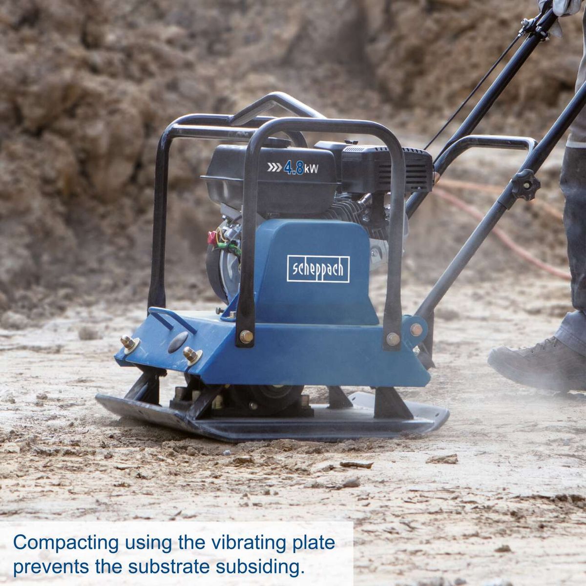 Compacting using the vibrating plate prevents the substrate from subsiding.