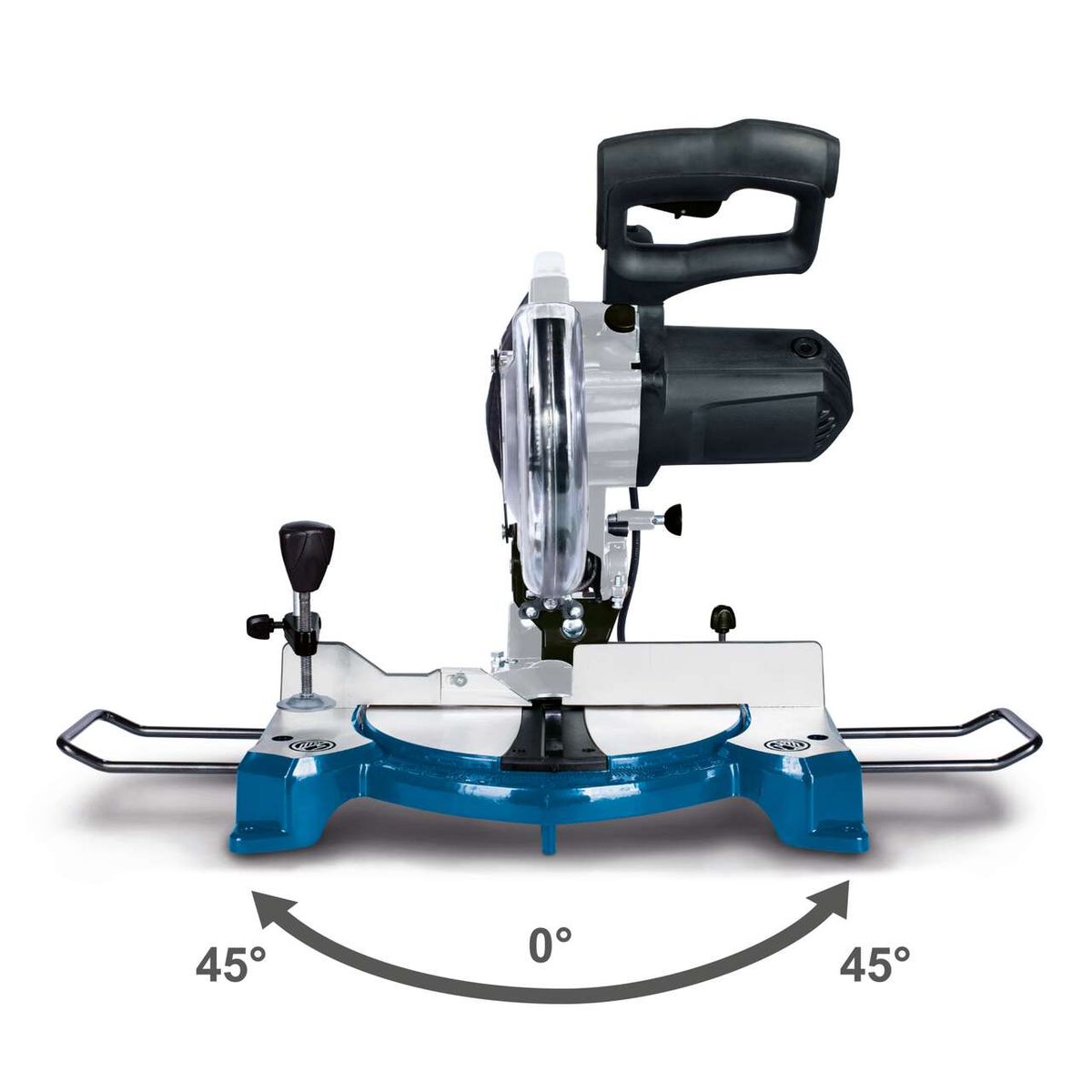 Die Kapp- und Gehrungssäge HM80L von Scheppach bietet einen Verstellwinkel von 0° bis 45° nach links und rechts. Ideal für präzise Schnitte in verschiedenen Winkeln.