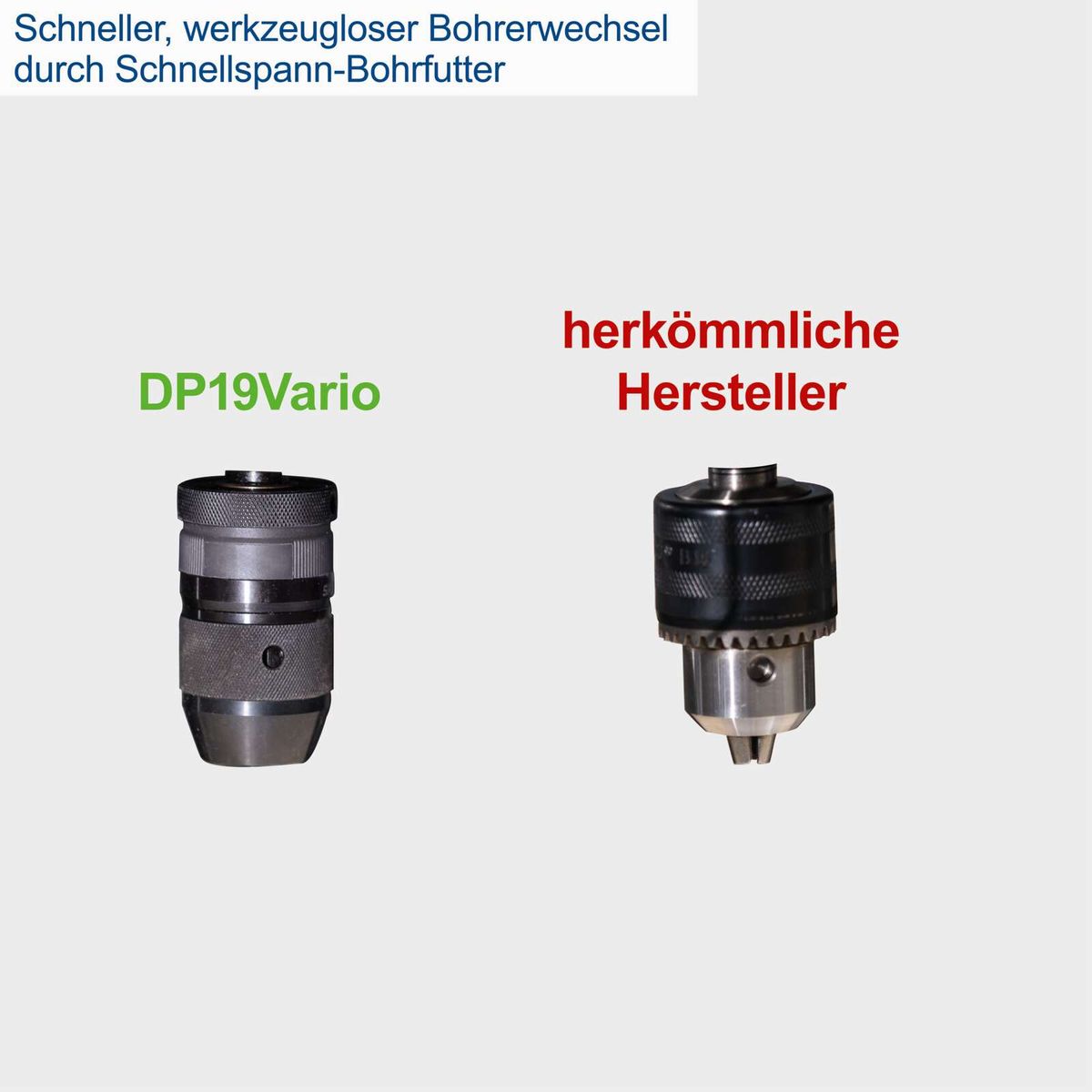 DP19Vario Bohrfutter mit variabler Drehzahl für Tischbohrmaschine, Werkzeugfreier Bohrerwechsel