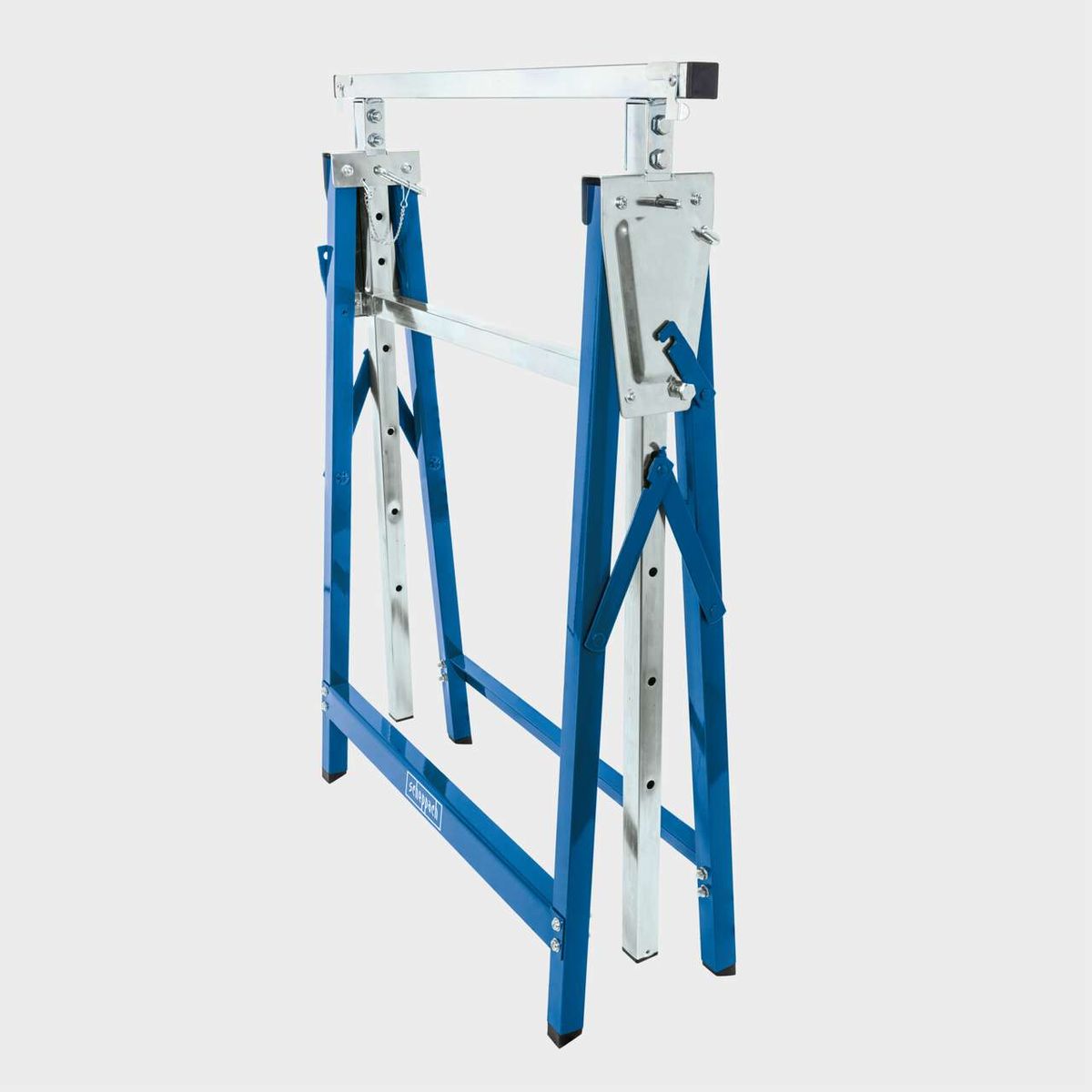 Teleskop-Arbeitsbock SET TUG200 Scheppach. Belastbarkeit 200 kg, Arbeitshöhe 800-1300 mm. Einfache Höhenverstellung und stabile Konstruktion.