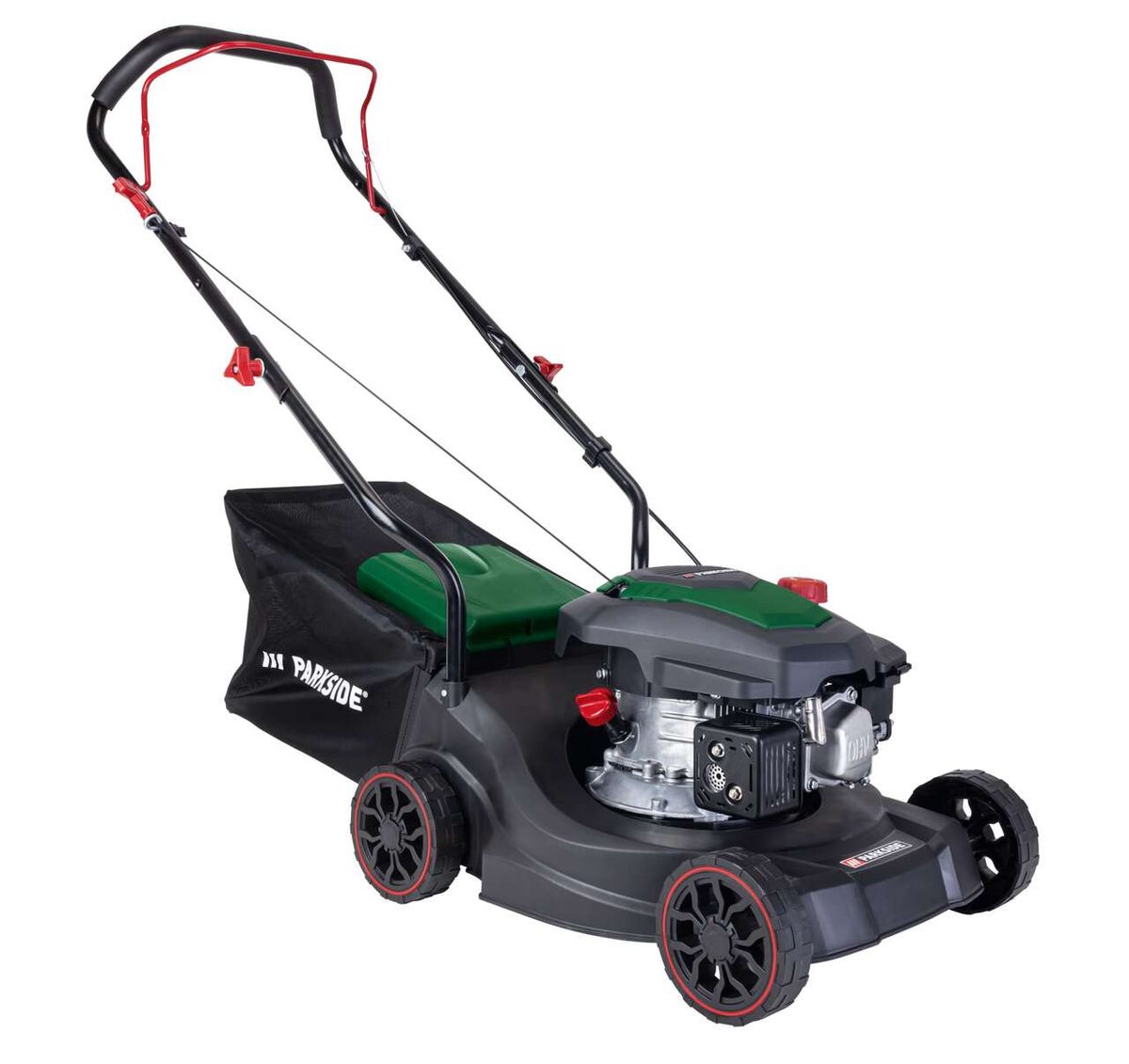 Benzin-Rasenmäher PBRM 39 C2 Parkside LB1  3.4 PS 400.0 mm, von vorne gesehen.