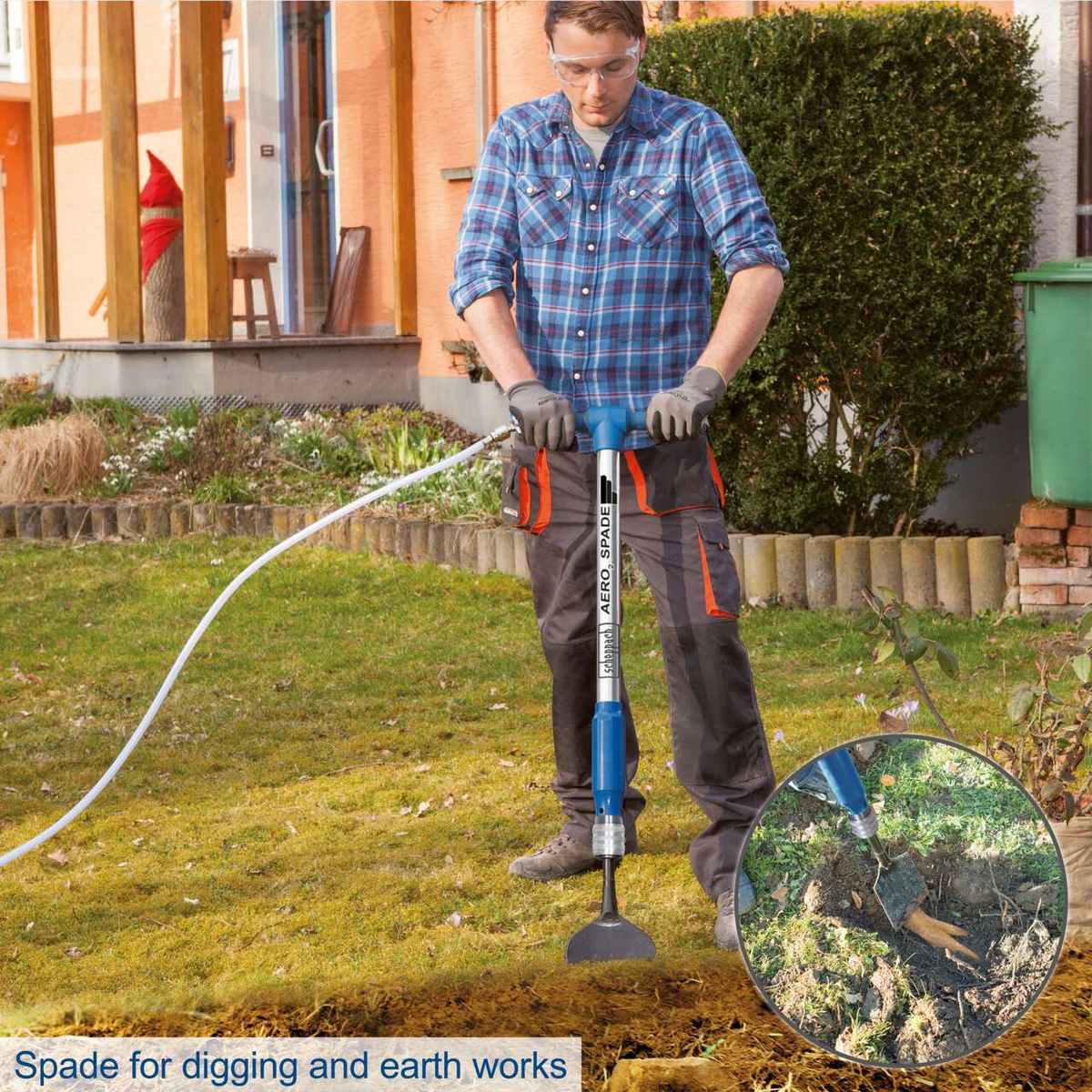 The Scheppach Aero² Spade is a versatile tool for digging and earthworks. With its Aero² technology, it enables efficient work.