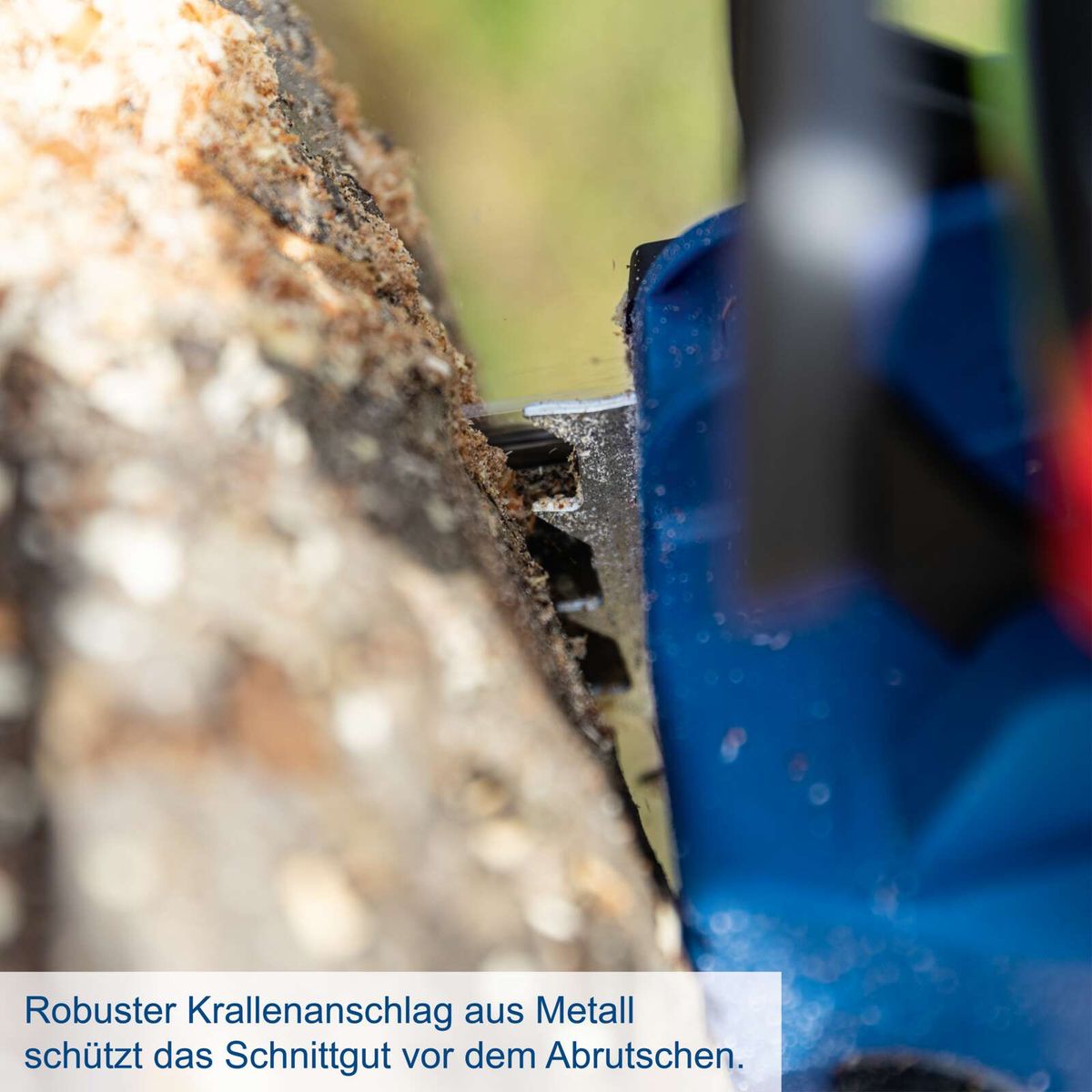 Robuster Metallkrallenanschlag für sicheres Schneidgutfixieren und Schutz vor Abriss