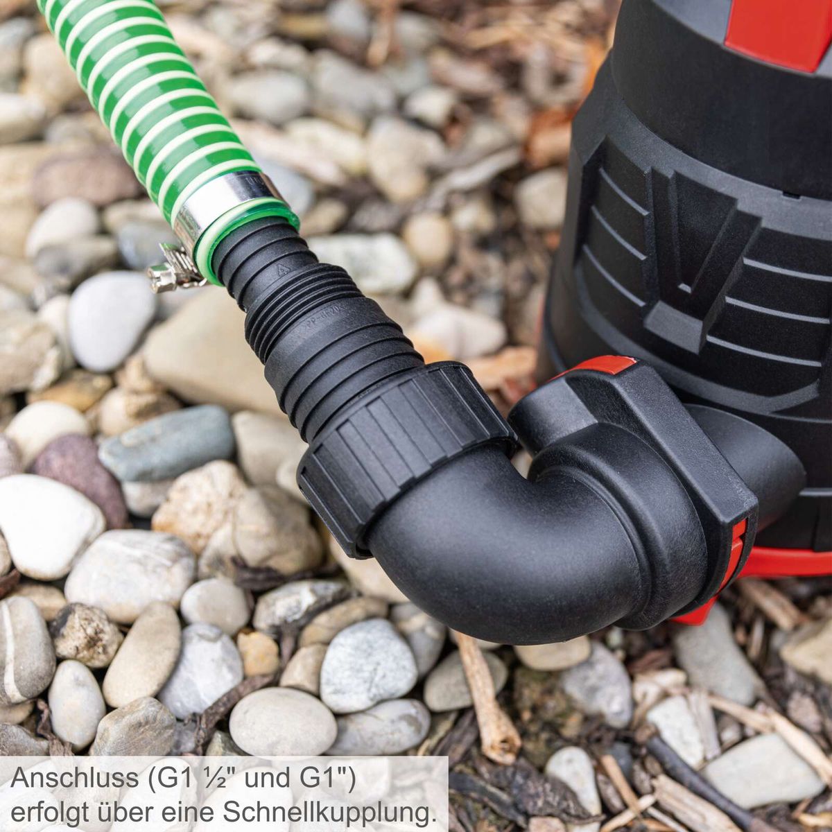 Schmutzwasserpumpen-Anschlusskupplung mit G1 1/2" und G1" für schnelle Verbindung über Schnellkupplung