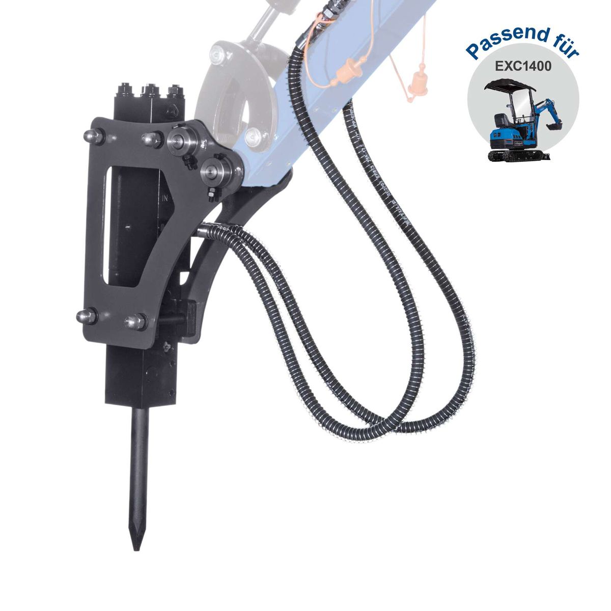 Bohrhammeraufsatz für Scheppach mit Hydraulikschlauchverbindung, speziell für EXC1400-Kettenbagger