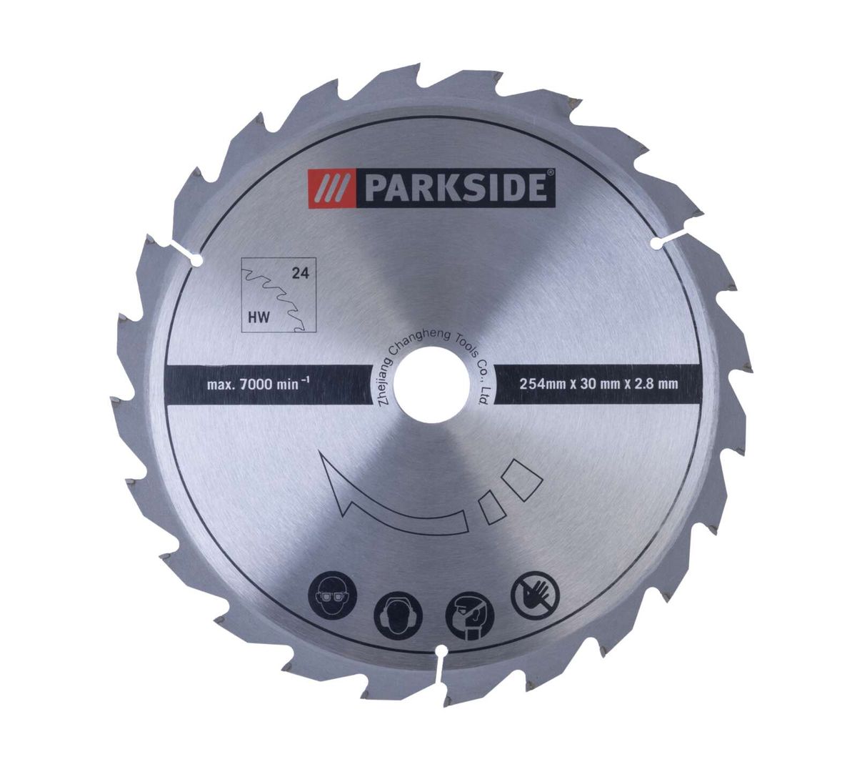Parkside-Kreissägeblatt mit 24 Zähnen, Ø254 mm, 30 mm Dicke, 2,8 mm Stärke