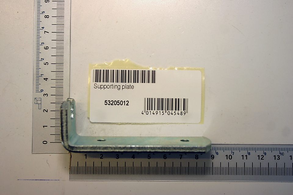 Halteplatte mit Beschriftung und Barcode für Scheppach-Produkt