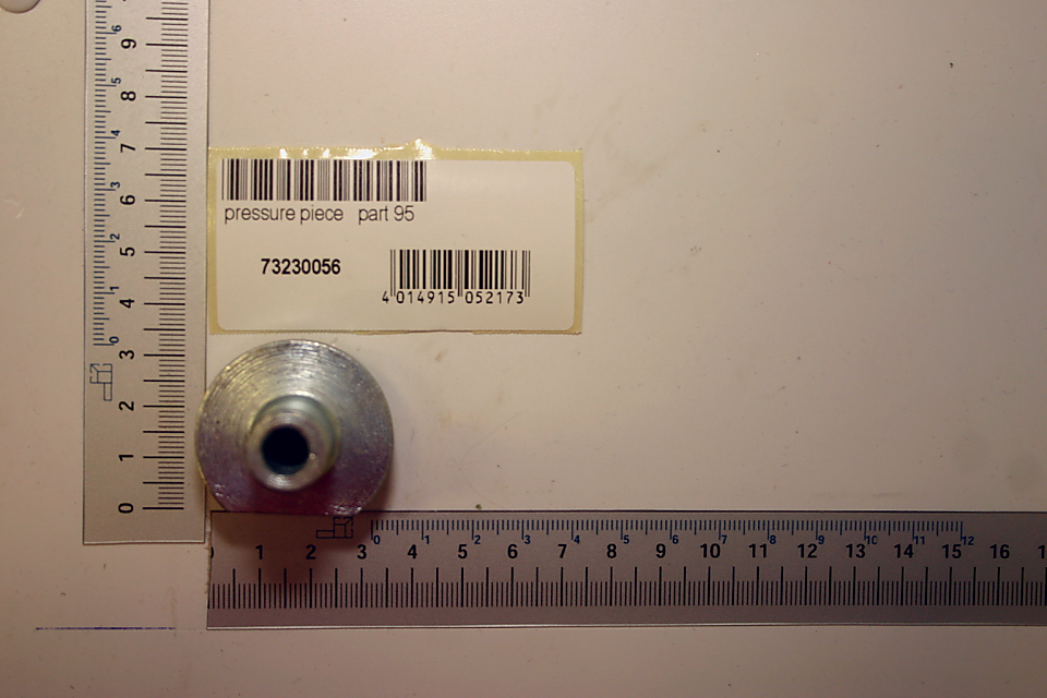 Scheppach-Druckstück (Teil 95) mit Beschriftung und Barcode