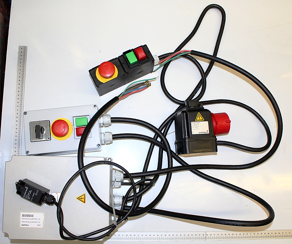 Elektrosteuerungsbox mit drei Bedienelementen und Kontakten für Scheppach-Elektronik
