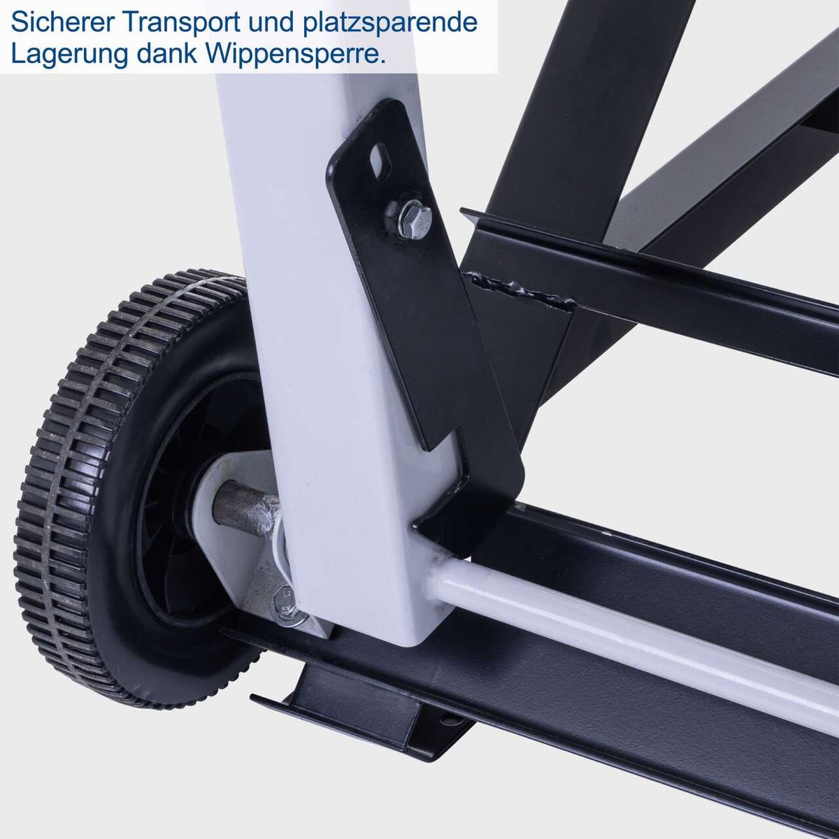 Wippfunktion mit Sicherungsmechanismus für stabilen Transport und platzsparende Lagerung