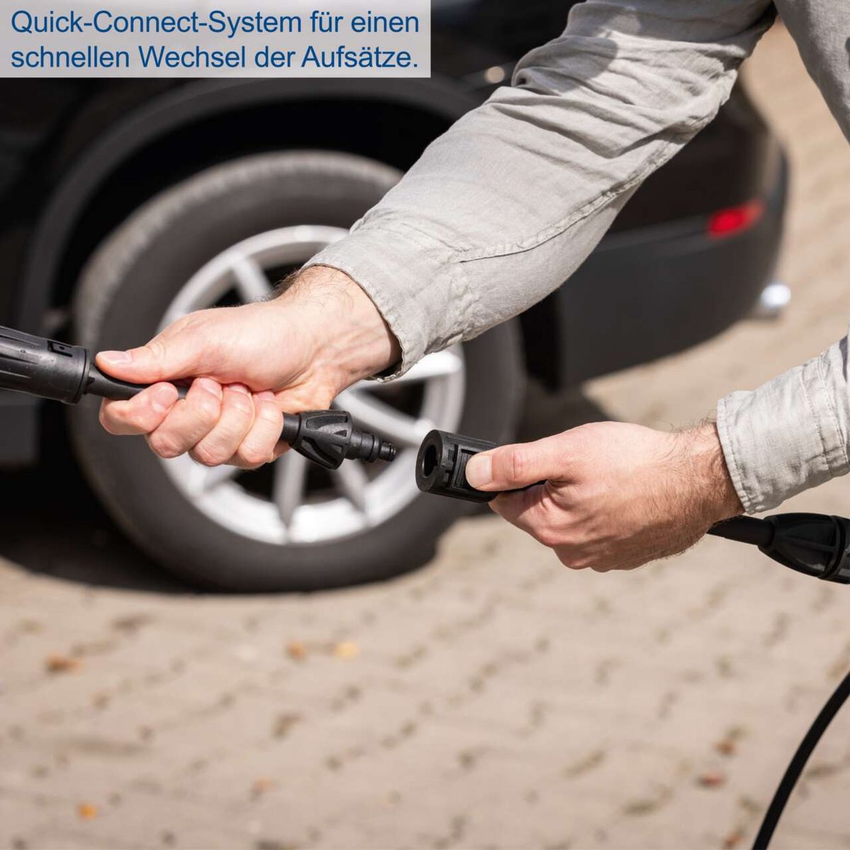 Hochdruckreinigungs-Schlauchwechsel mit Quick-Connect-System für schnelle Aufsätze