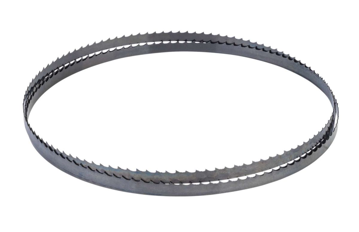 Bandsägeblatt mit feiner Verzahnung, von vorne fotografiert.