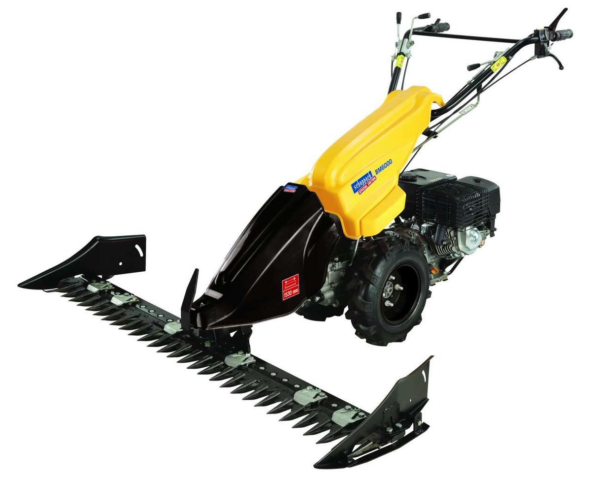 Balkenmäher BM6000 von Scheppach, Special Edition, seitliche Ansicht.