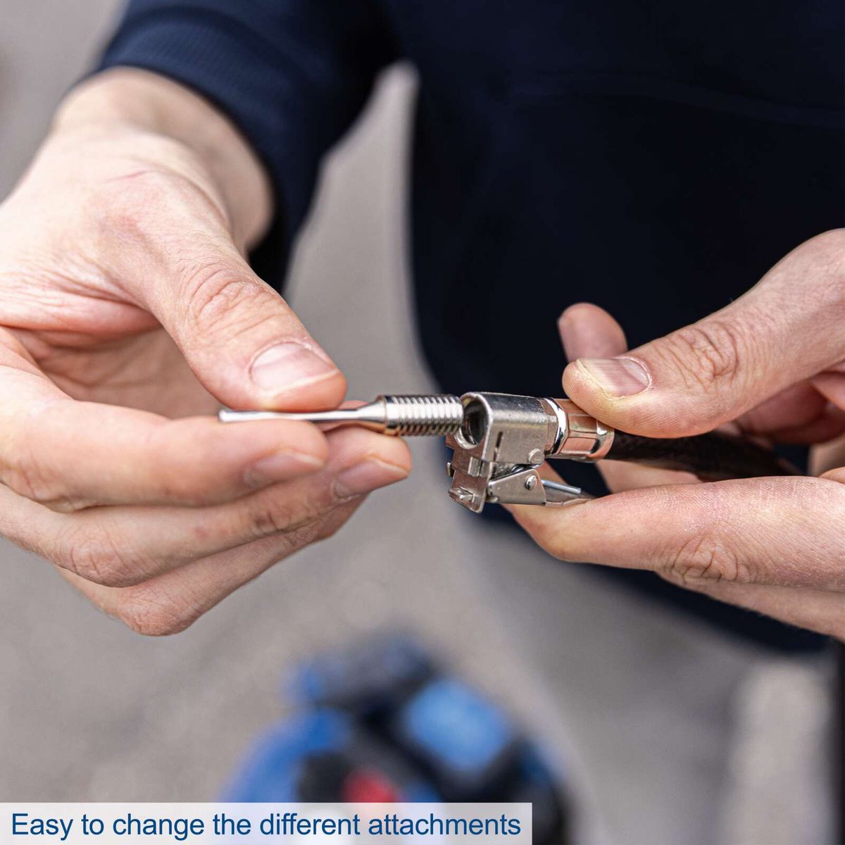 The tool features easy attachment changes for different accessories.