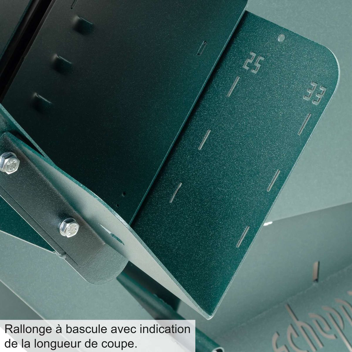 Rallonge mit Kippfunktion und Anzeige der Schnittlänge.