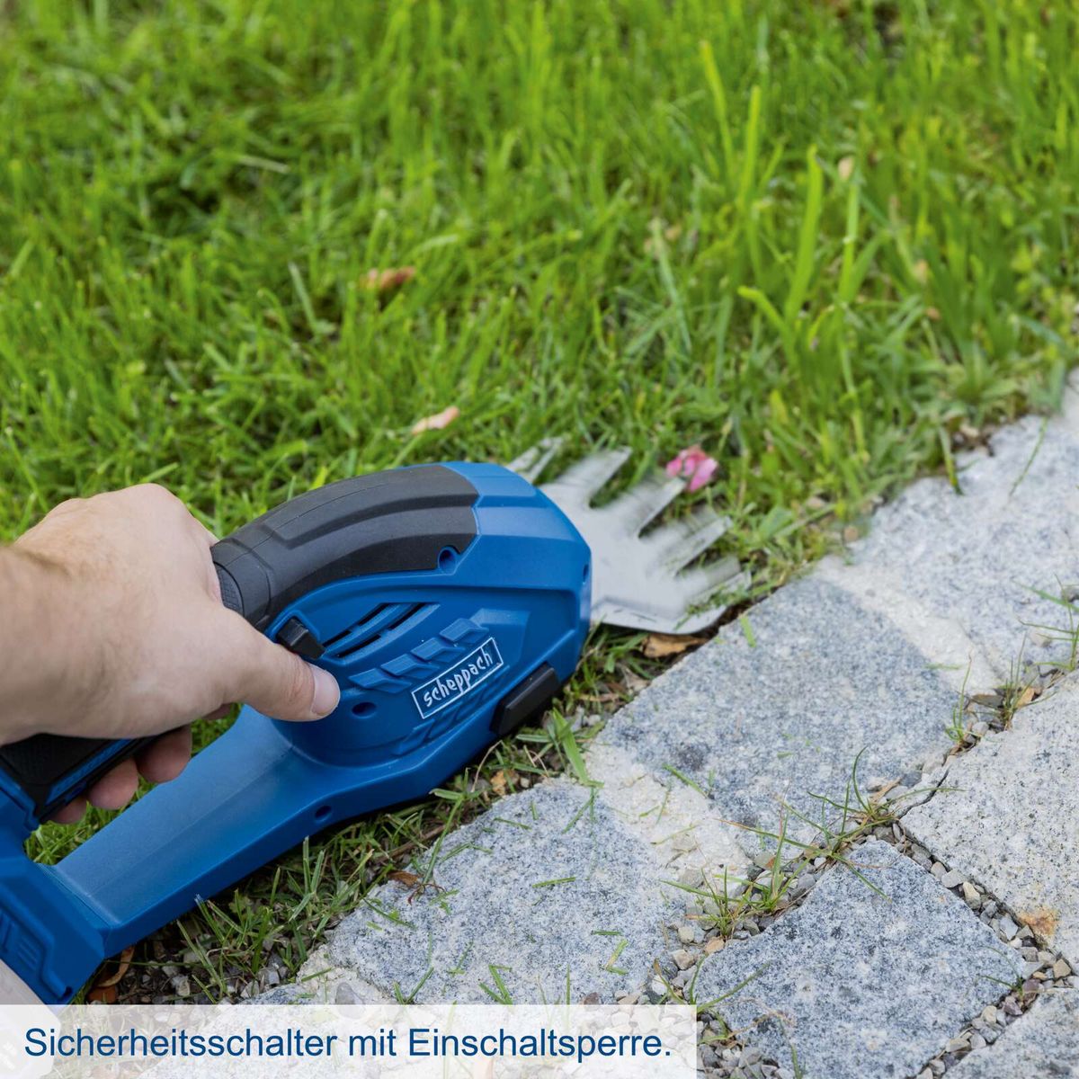 Sicherheitsschalter mit Einschaltsperre für Scheppach-Gras- und Strauchschere
