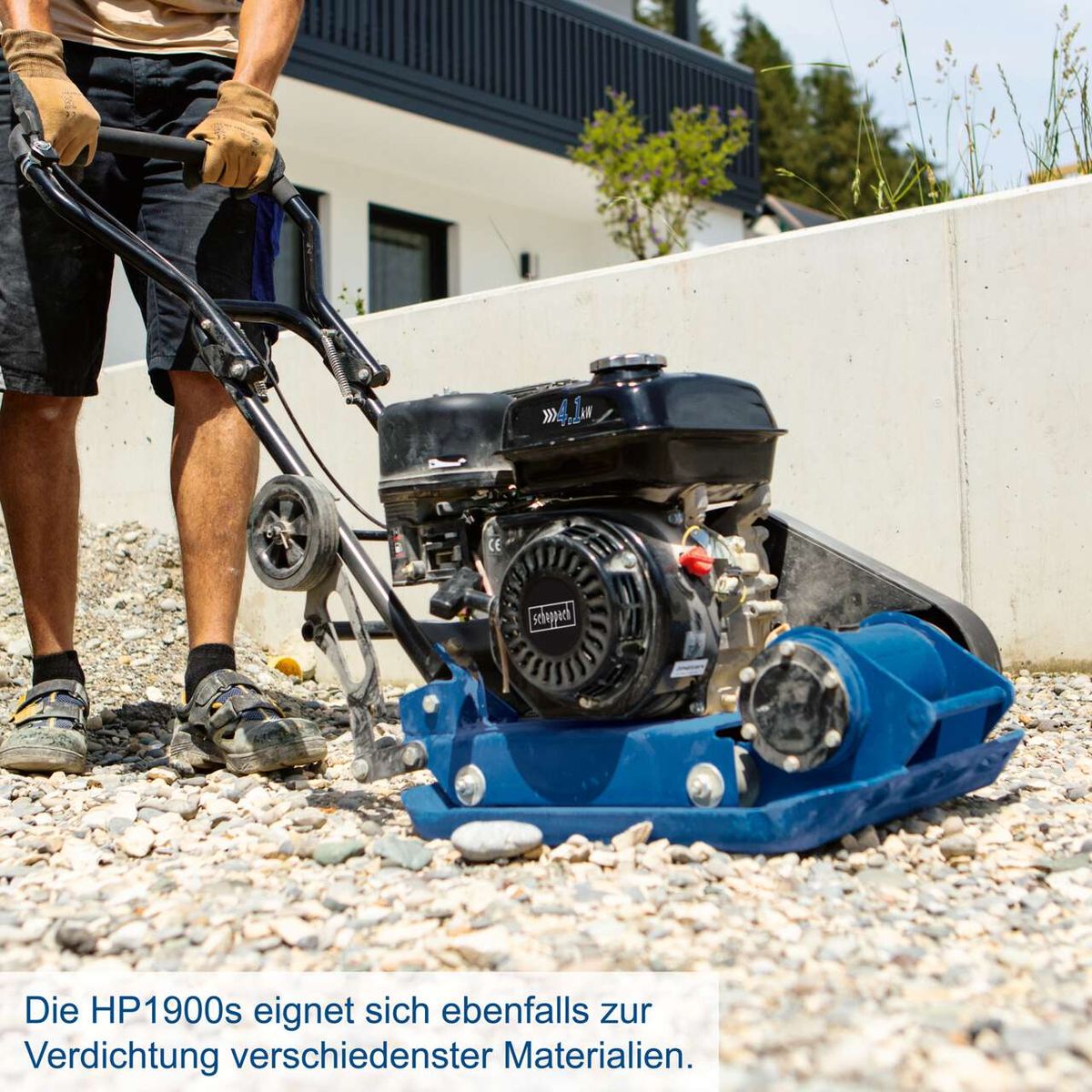 Vibrationsplatte HP1900S von Scheppach für Verdichtung verschiedener Materialien