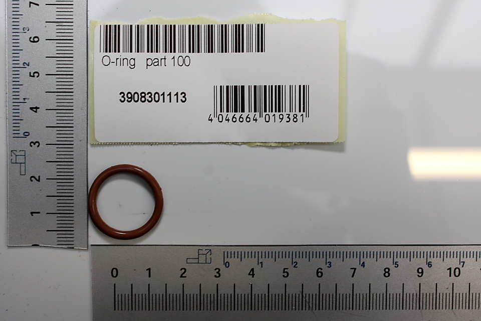 O-Ring (Teil 100) mit Beschriftung und Barcode, Messbezug für 22 mm Durchmesser
