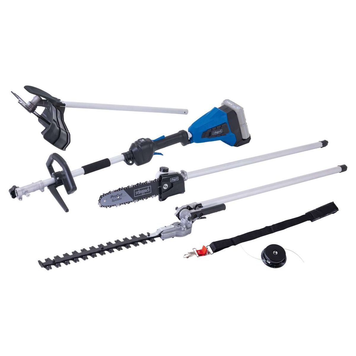 Set mit Akku-Multifunktionswerkzeugen für Scheppach, inkl. verschiedene Attachments für präzise Bearbeitung