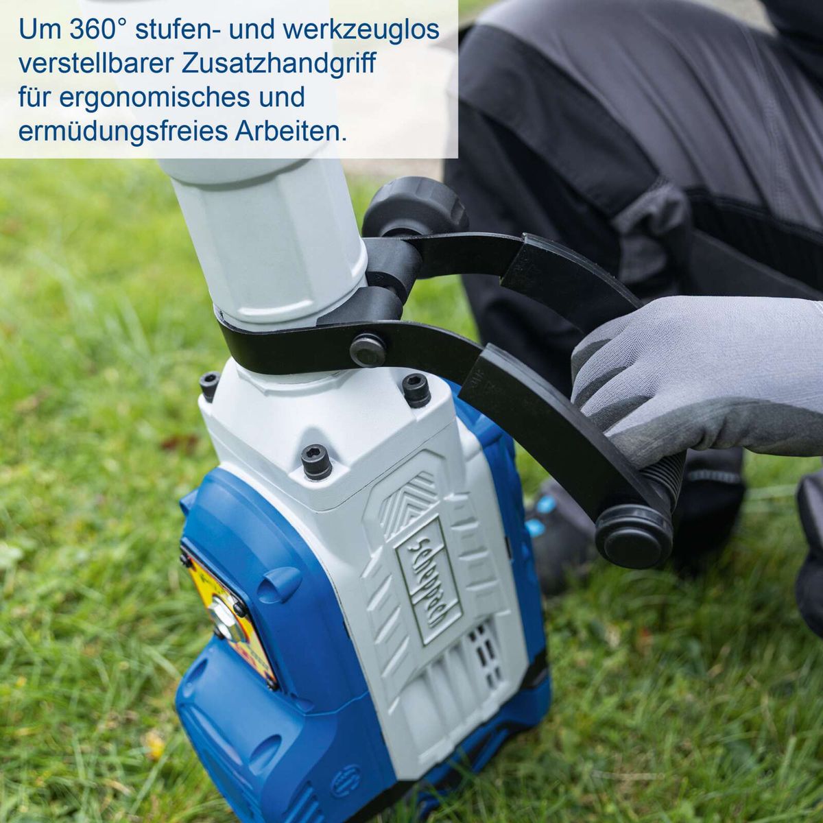 Ergonomischer 360°-verstellbarer Zusatzgriff für ermüdungsfreies Arbeiten mit Scheppach-Abbruchhammer